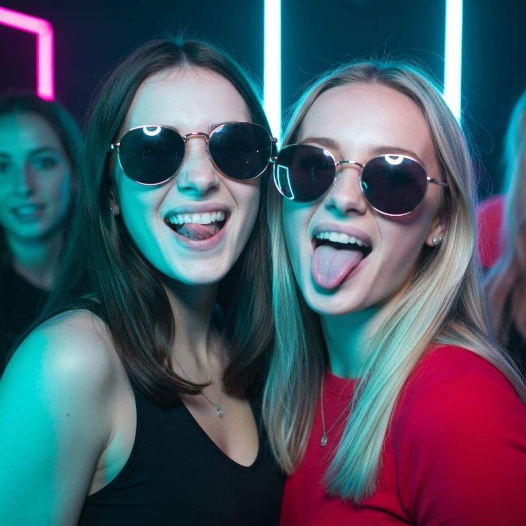 Dos chicas con gafas divertidas