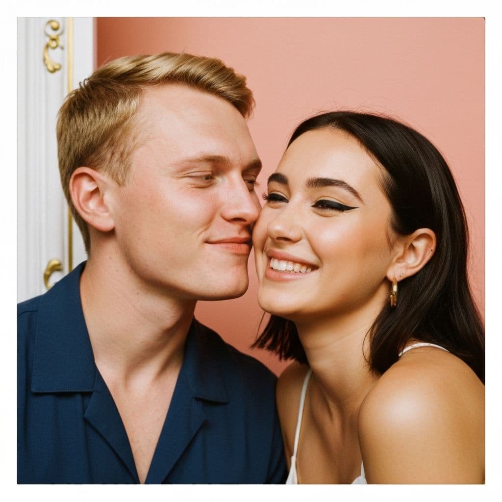 Dos chicas haciendo morritos cheek to cheek